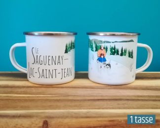 Mailys ORY - Graphiste | Illustration - Tasse en émail - Le Saguenay-Lac-Saint-Jean